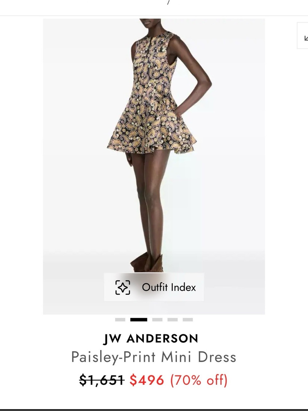 JW ANDERSON Black & Tan Paisley Sleeveless Mini Dress